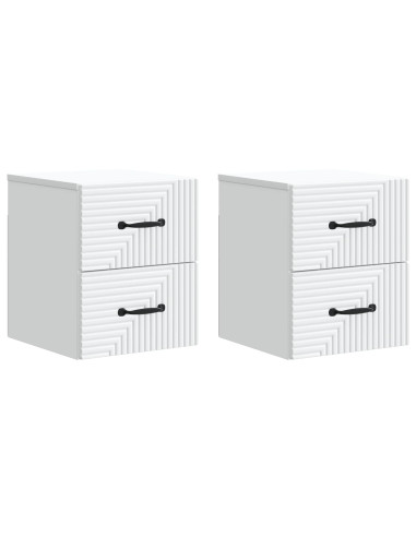 Mobiletto da notte a muro 2 pcs Bianco 34,5 x 33 x 40 cm
