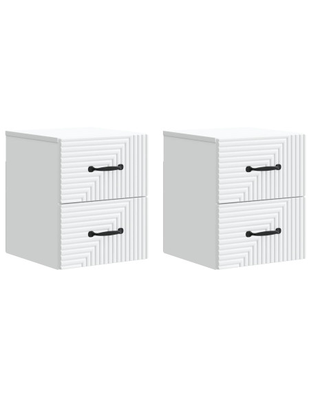 Mobiletto da notte a muro 2 pcs Bianco 34,5 x 33 x 40 cm