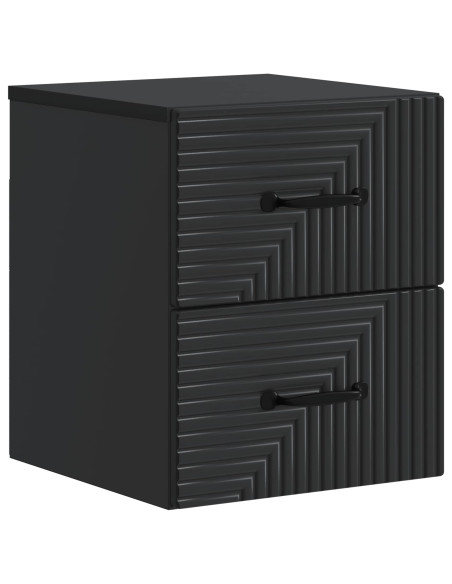 Mobiletto da notte a muro con cassetto Nero 34,5 x 33 x 40 cm