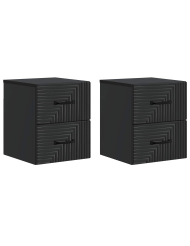 Mobiletto da notte a muro 2 pcs Nero 34,5 x 33 x 40 cm