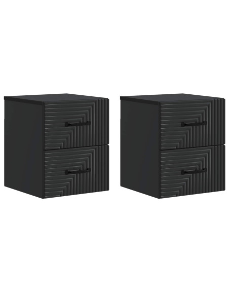 Mobiletto da notte a muro 2 pcs Nero 34,5 x 33 x 40 cm