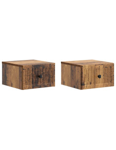 Mobiletto da notte a muro 2 pcs Legno antico 33 x 34,5 x 20 cm