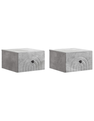 Mobiletto da notte a muro con cassetto 2 pcs Grigio Cemento
