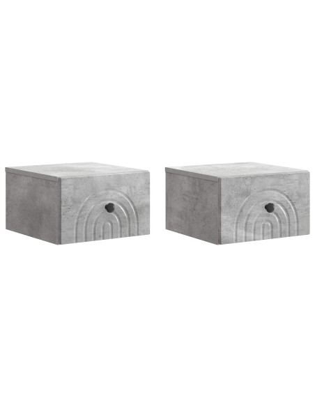 Mobiletto da notte a muro con cassetto 2 pcs Grigio Cemento