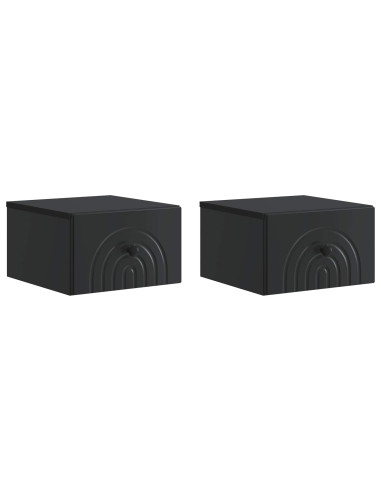 Mobiletto da notte a muro 2 pcs Nero 33 x 34,5 x 20 cm