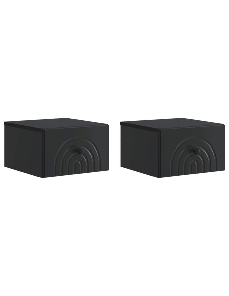 Mobiletto da notte a muro 2 pcs Nero 33 x 34,5 x 20 cm