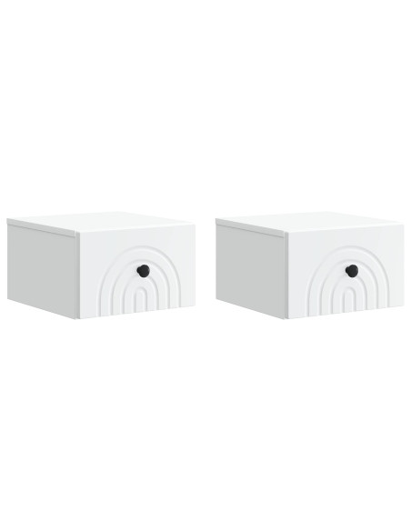 Mobiletto da notte a muro 2 pcs Bianco 33 x 34,5 x 20 cm