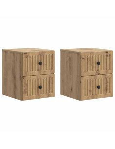 Mobiletto da notte a muro con cassetto 2 pcs Rovere Artigianale