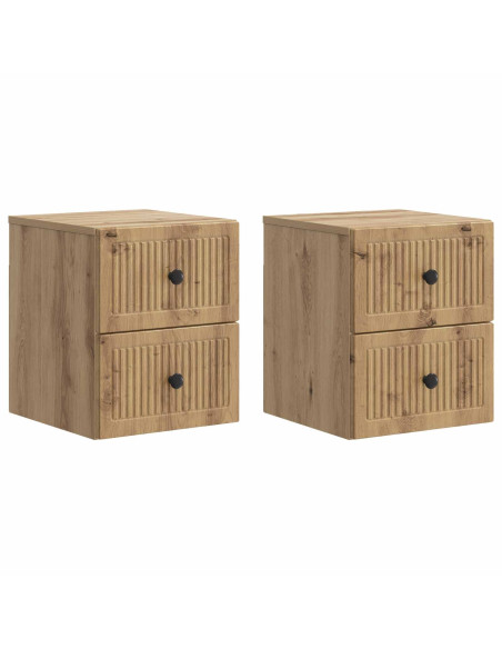 Mobiletto da notte a muro con cassetto 2 pcs Rovere Artigianale