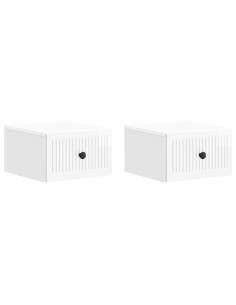 Mobiletto da notte a muro 2 pcs Bianco Lucido 33 x 34,5 x 20 cm