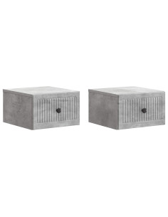 Mobiletto da notte a muro con cassetto 2 pcs Grigio Cemento