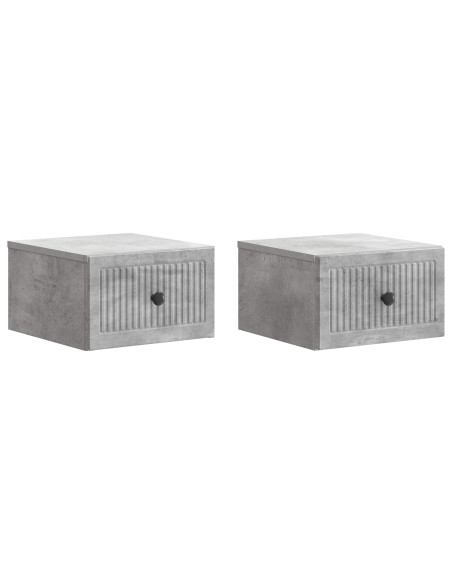 Mobiletto da notte a muro con cassetto 2 pcs Grigio Cemento