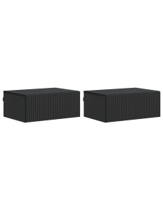Mobiletto da notte a muro 2 pcs Nero 49 x 34,5 x 20 cm