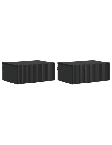 Mobiletto da notte a muro 2 pcs Nero 49 x 34,5 x 20 cm