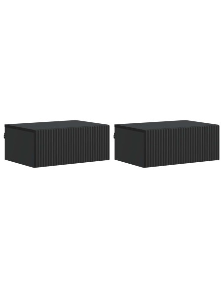 Mobiletto da notte a muro 2 pcs Nero 49 x 34,5 x 20 cm