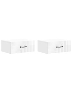Mobiletto da notte a muro 2 pcs Bianco Lucido 49 x 34,5 x 20 cm