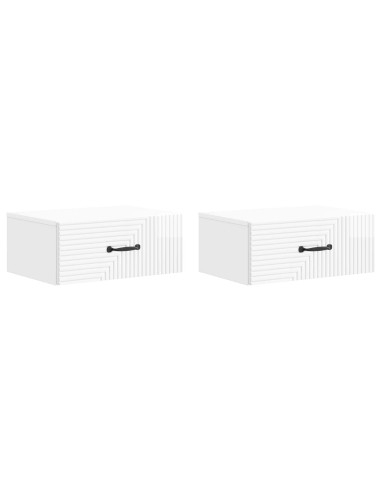 Mobiletto da notte a muro 2 pcs Bianco Lucido 49 x 34,5 x 20 cm