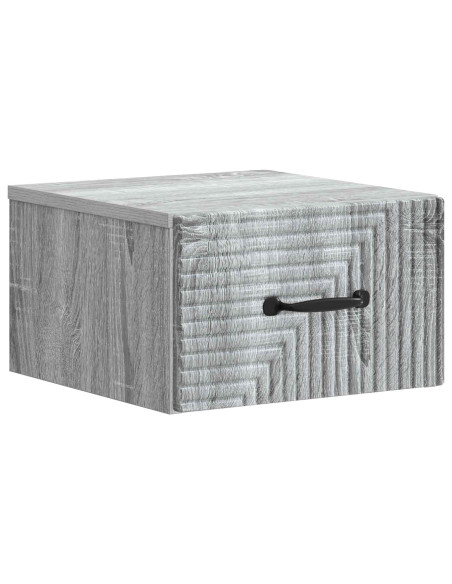 Mobiletto da notte a muro Grigio Sonoma 34,5 x 33 x 20 cm