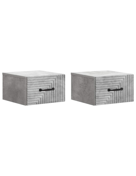 Mobiletto da notte a muro con cassetto 2 pcs Grigio Cemento
