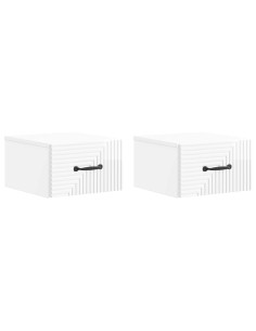 Mobiletto da notte a muro 2 pcs Bianco Lucido 34,5 x 33 x 20 cm