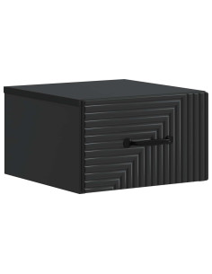 Mobiletto da notte a muro con cassetto Nero 34,5 x 33 x 20 cm