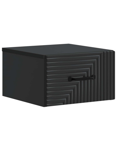 Mobiletto da notte a muro con cassetto Nero 34,5 x 33 x 20 cm
