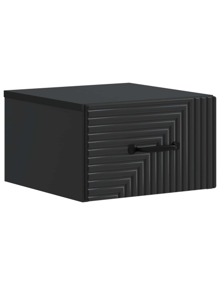 Mobiletto da notte a muro con cassetto Nero 34,5 x 33 x 20 cm