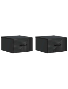 Mobiletto da notte a muro 2 pcs Nero 34,5 x 33 x 20 cm