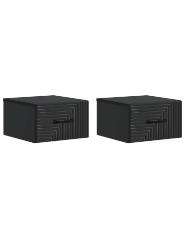 Mobiletto da notte a muro 2 pcs Nero 34,5 x 33 x 20 cm