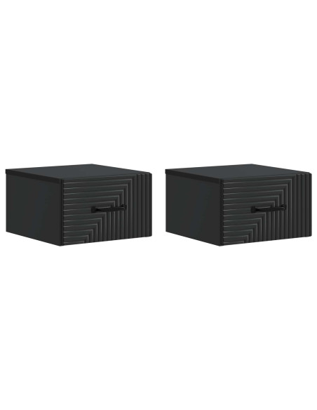 Mobiletto da notte a muro 2 pcs Nero 34,5 x 33 x 20 cm