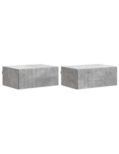 Mobiletto da notte a muro con cassetto 2 pcs Grigio Cemento
