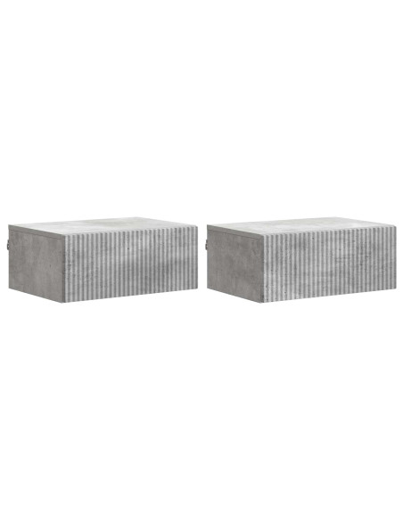 Mobiletto da notte a muro con cassetto 2 pcs Grigio Cemento