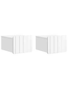 Mobiletto da notte a muro 2 pcs Bianco Lucido 33 x 34,5 x 24 cm
