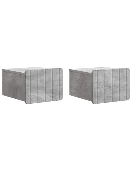 Mobiletto da notte a muro con cassetto 2 pcs Grigio Cemento