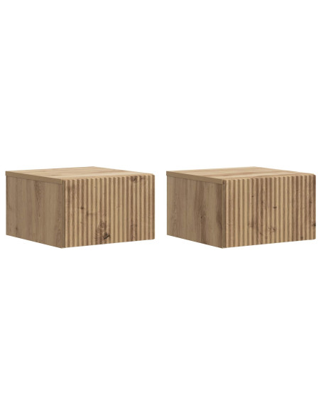 Mobiletto da notte a muro con cassetto 2 pcs Rovere Artigianale
