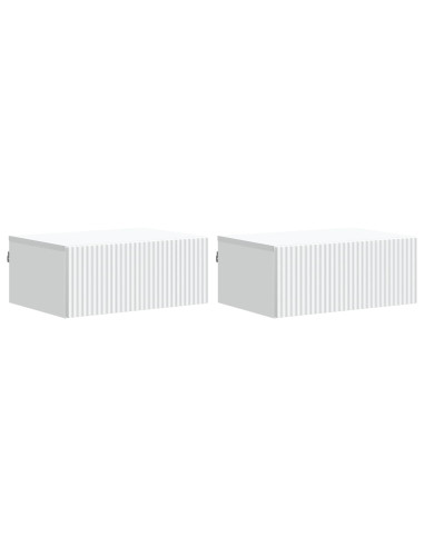 Mobiletto da notte a muro 2 pcs Bianco 49 x 34,5 x 20 cm