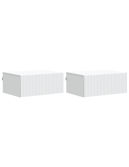 Mobiletto da notte a muro 2 pcs Bianco 49 x 34,5 x 20 cm