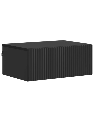 Mobiletto da notte a muro con cassetto Nero 49 x 34,5 x 20 cm