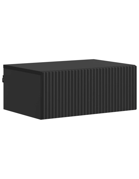 Mobiletto da notte a muro con cassetto Nero 49 x 34,5 x 20 cm