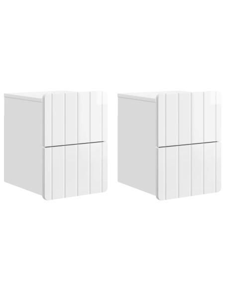 Mobiletto da notte a muro 2 pcs Bianco Lucido 33 x 34,5 x 43 cm