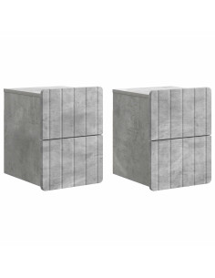 Mobiletto da notte a muro con cassetto 2 pcs Grigio Cemento