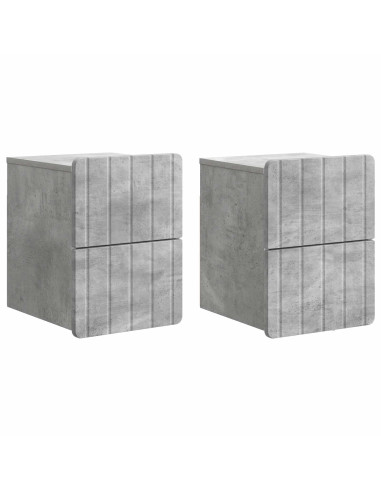 Mobiletto da notte a muro con cassetto 2 pcs Grigio Cemento