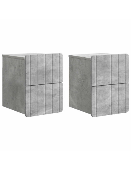 Mobiletto da notte a muro con cassetto 2 pcs Grigio Cemento