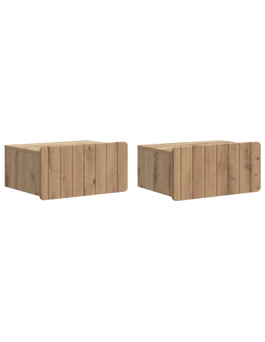 Mobiletto da notte a muro con cassetto 2 pcs Rovere Artigianale