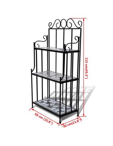 Piedistallo per Piante Terracotta con Mosaico Nero e Bianco