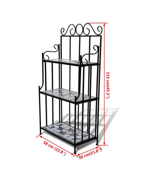 Piedistallo per Piante Terracotta con Mosaico Nero e Bianco