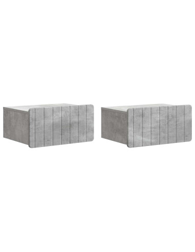 Mobiletto da notte a muro con cassetto 2 pcs Grigio Cemento