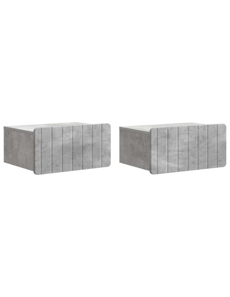 Mobiletto da notte a muro con cassetto 2 pcs Grigio Cemento