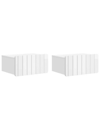 Mobiletto da notte a muro 2 pcs Bianco Lucido 49 x 34,5 x 24 cm