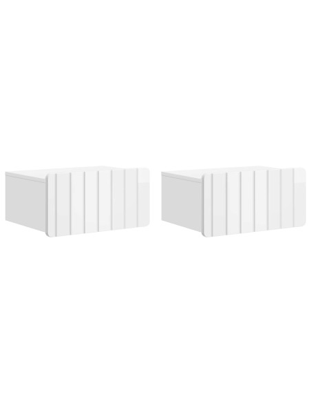 Mobiletto da notte a muro 2 pcs Bianco Lucido 49 x 34,5 x 24 cm